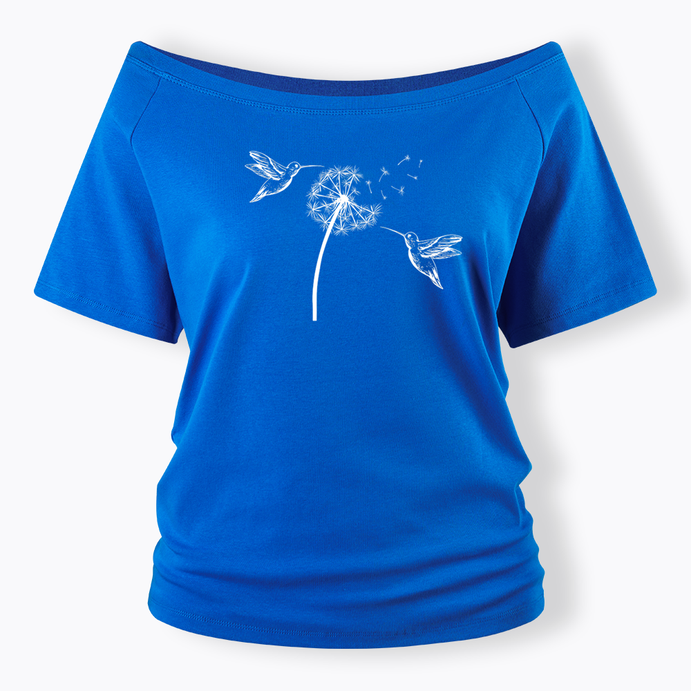 Cute Dandelion Hummingbird Off Shoulder T-shirts
