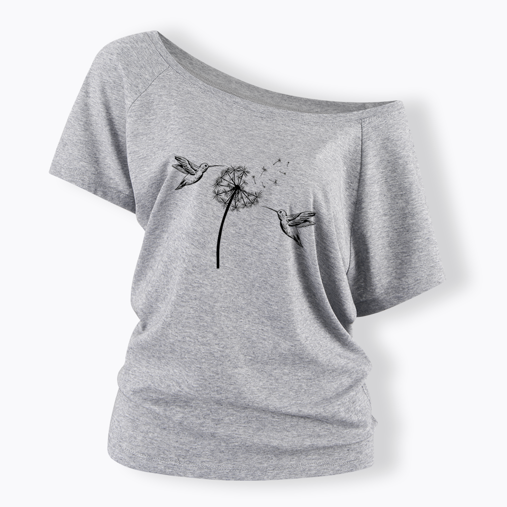 Cute Dandelion Hummingbird Off Shoulder T-shirts