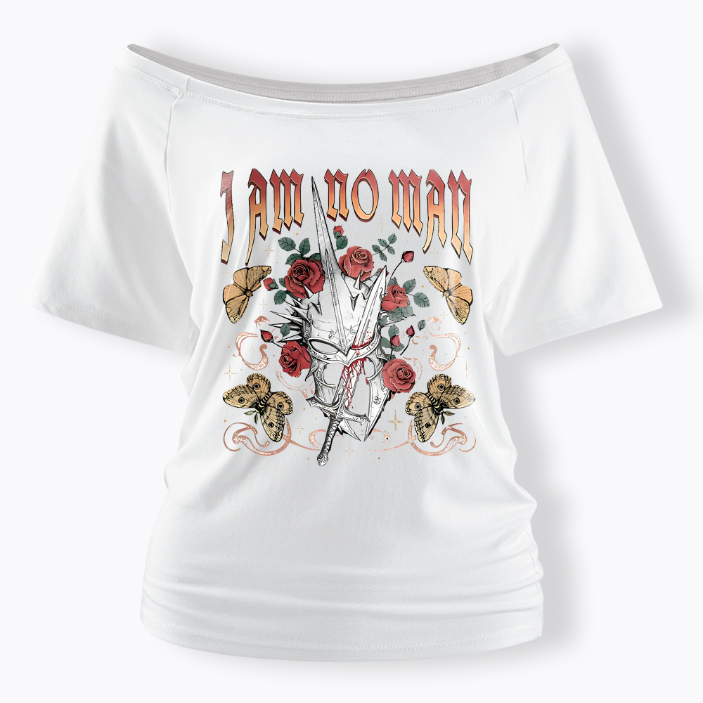 I Am No Man Book Lover Feminist Off Shoulder T-Shirt