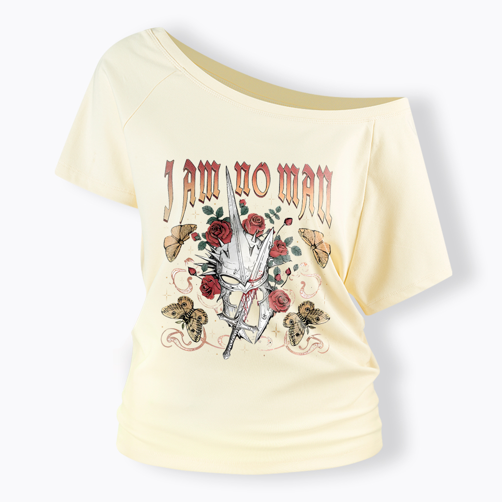 I Am No Man Book Lover Feminist Off Shoulder T-Shirt