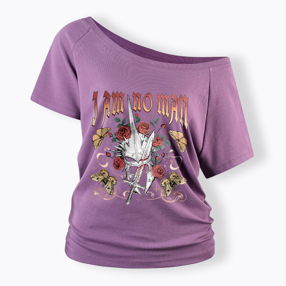 I Am No Man Book Lover Feminist Off Shoulder T-Shirt