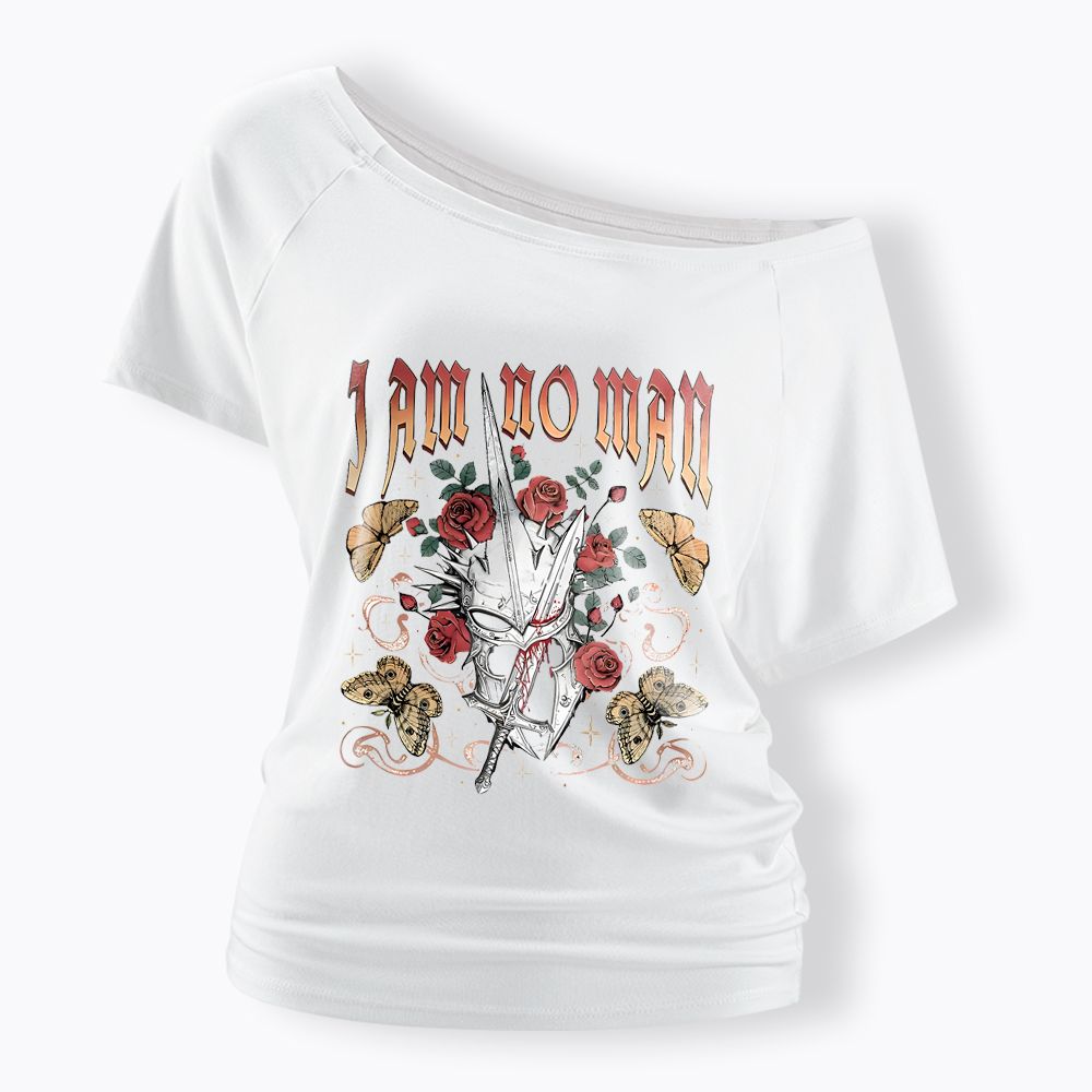 I Am No Man Book Lover Feminist Off Shoulder T-Shirt