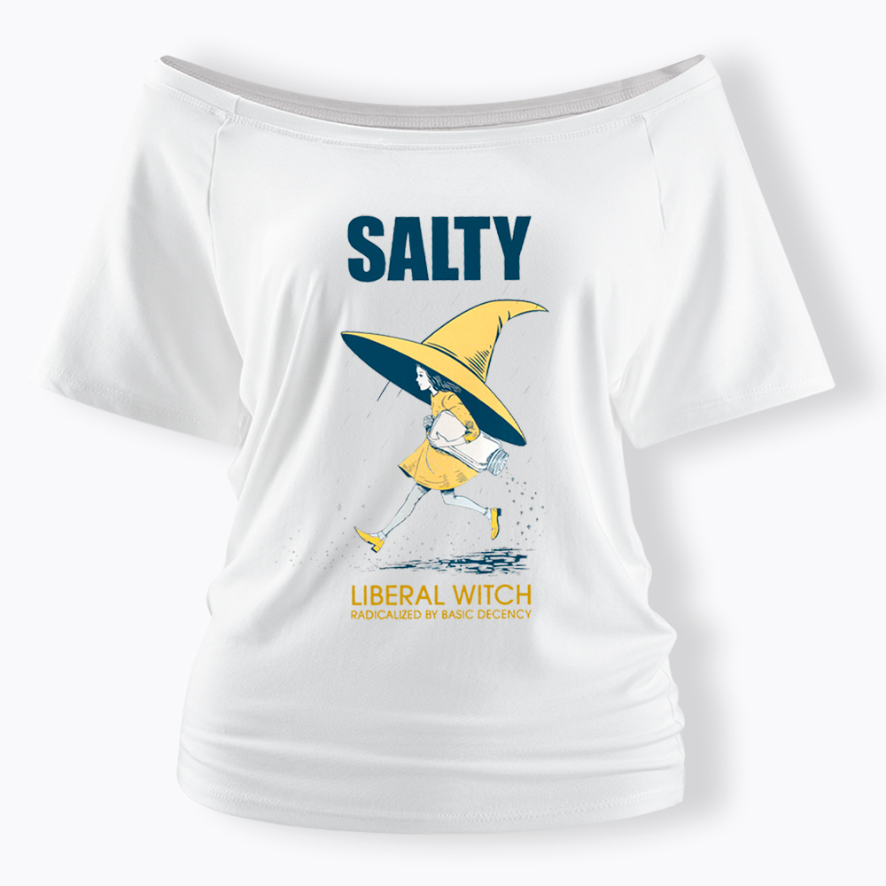Liberal Witch Radicalized By Basic Decency Off Shoulder T-Shirt