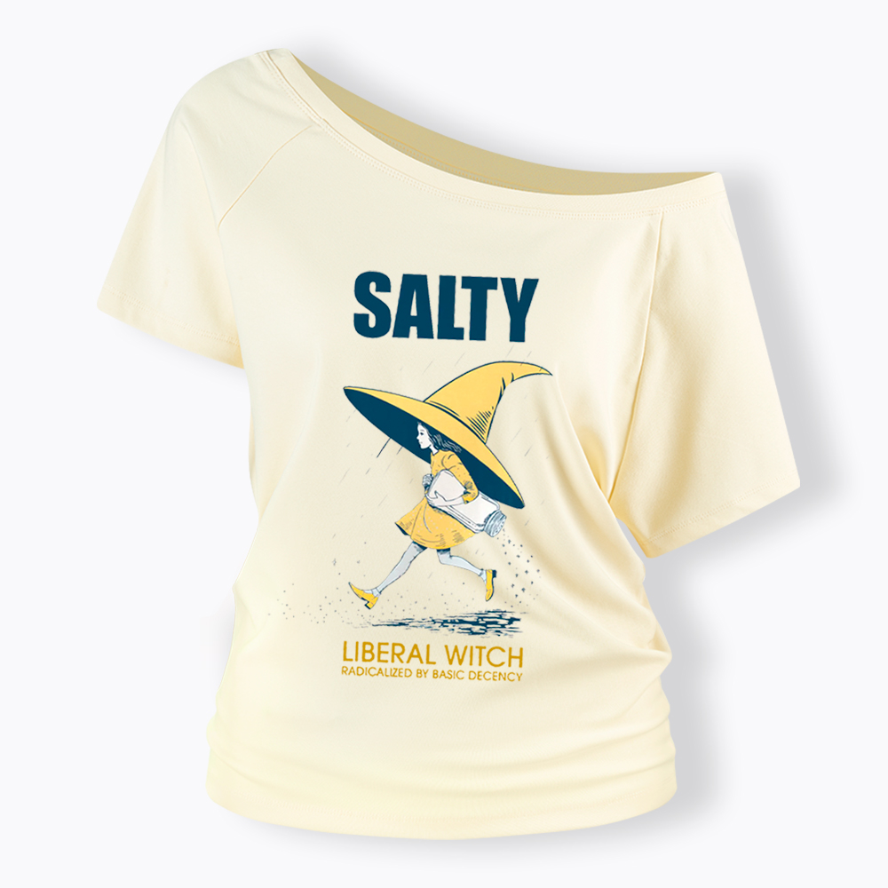 Liberal Witch Radicalized By Basic Decency Off Shoulder T-Shirt