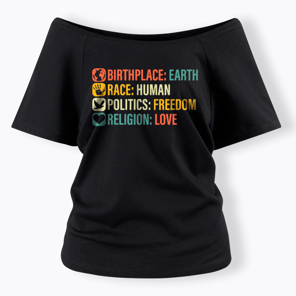 Equality, BLM, Human Rights Off Shoulder T-Shirt