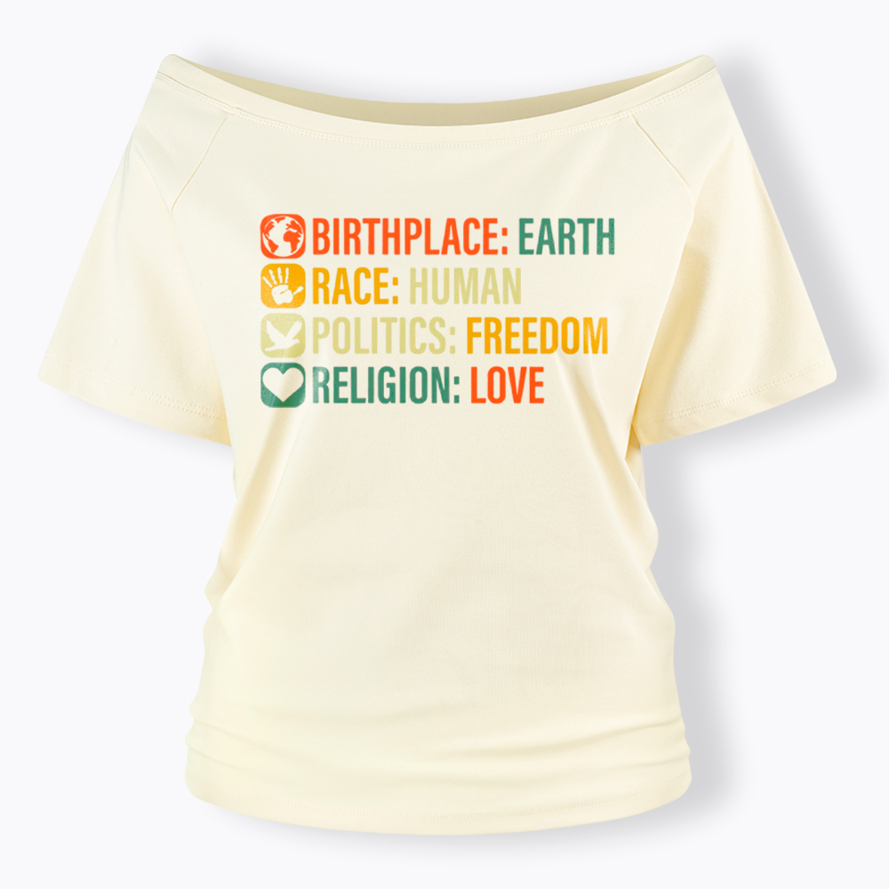 Equality, BLM, Human Rights Off Shoulder T-Shirt