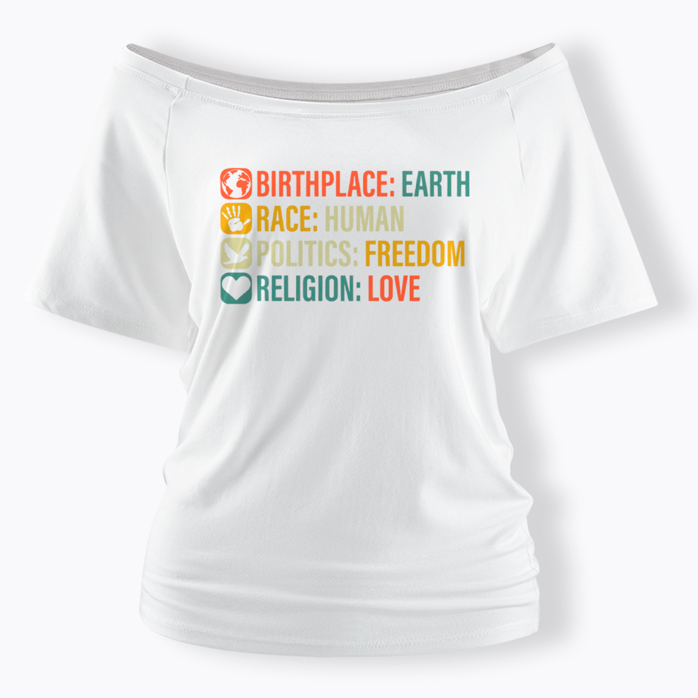 Equality, BLM, Human Rights Off Shoulder T-Shirt