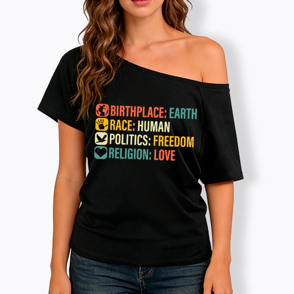 Equality, BLM, Human Rights Off Shoulder T-Shirt