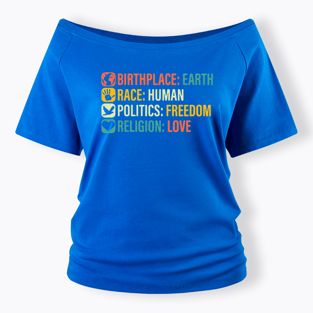 Equality, BLM, Human Rights Off Shoulder T-Shirt