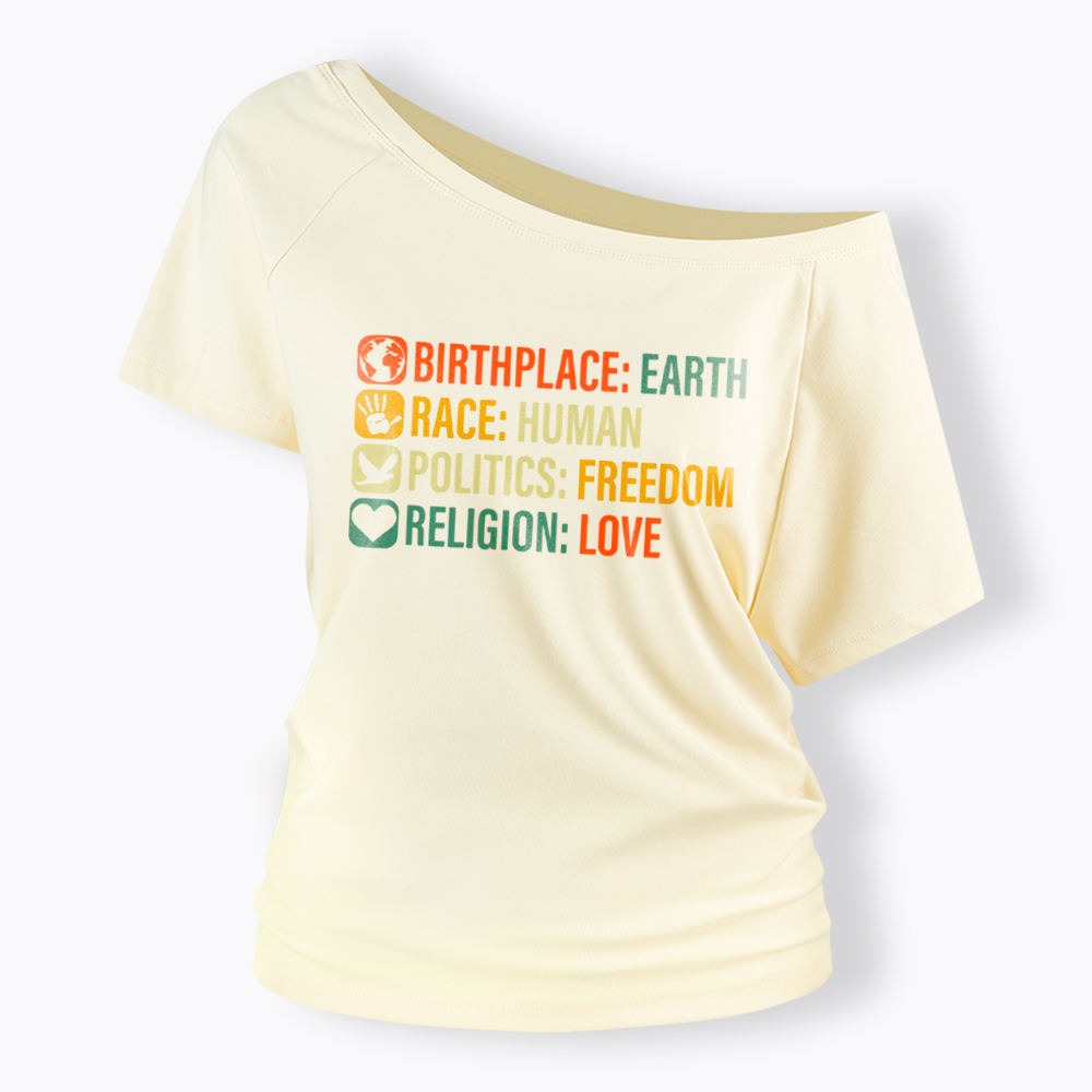Equality, BLM, Human Rights Off Shoulder T-Shirt