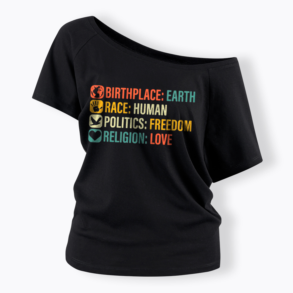 Equality, BLM, Human Rights Off Shoulder T-Shirt
