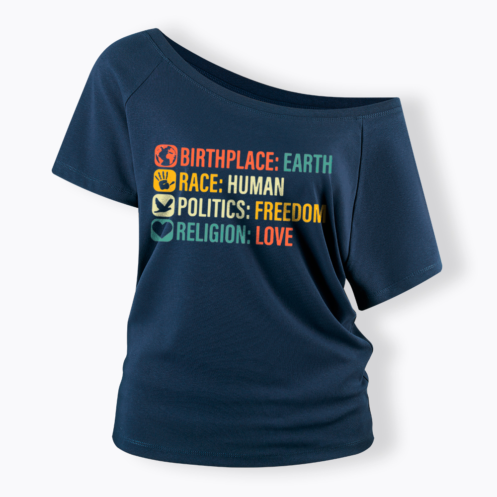 Equality, BLM, Human Rights Off Shoulder T-Shirt
