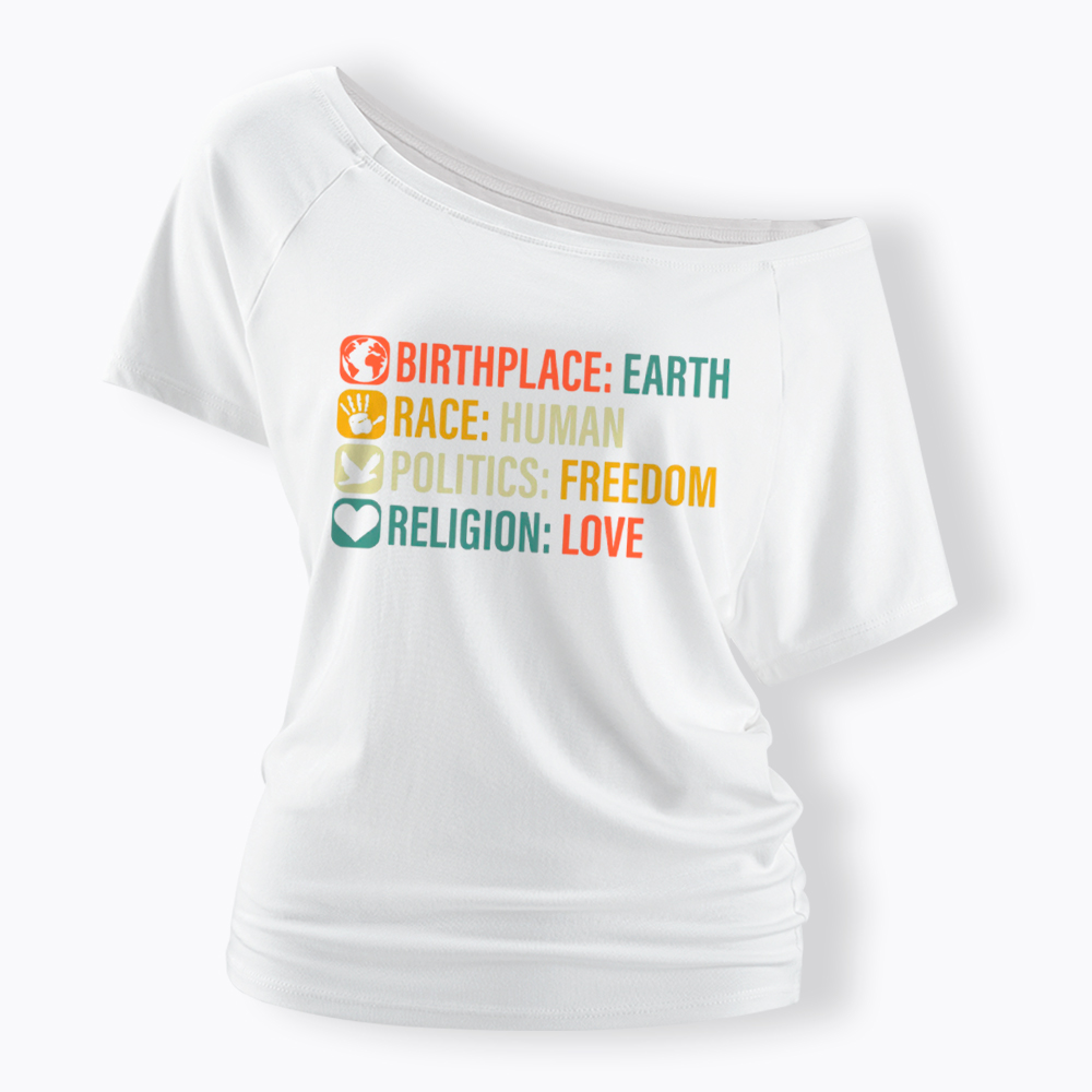 Equality, BLM, Human Rights Off Shoulder T-Shirt