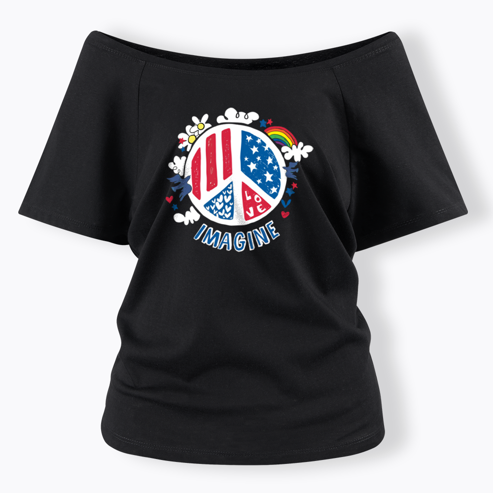 Imagine Love Imagine Peace Off Shoulder T-shirts