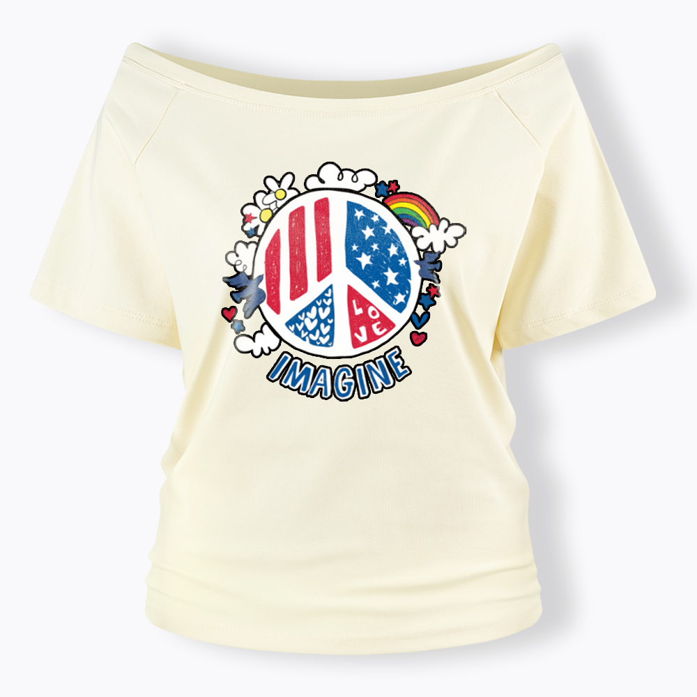 Imagine Love Imagine Peace Off Shoulder T-shirts