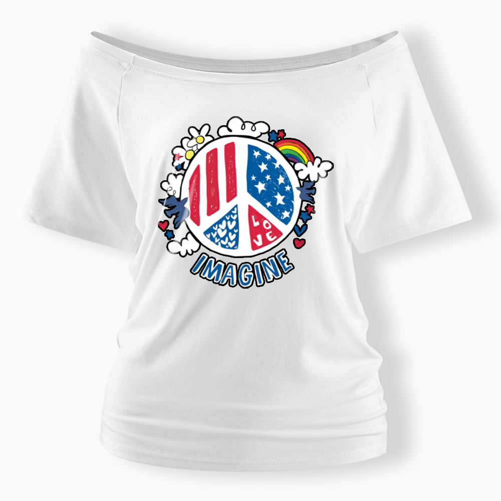 Imagine Love Imagine Peace Off Shoulder T-shirts