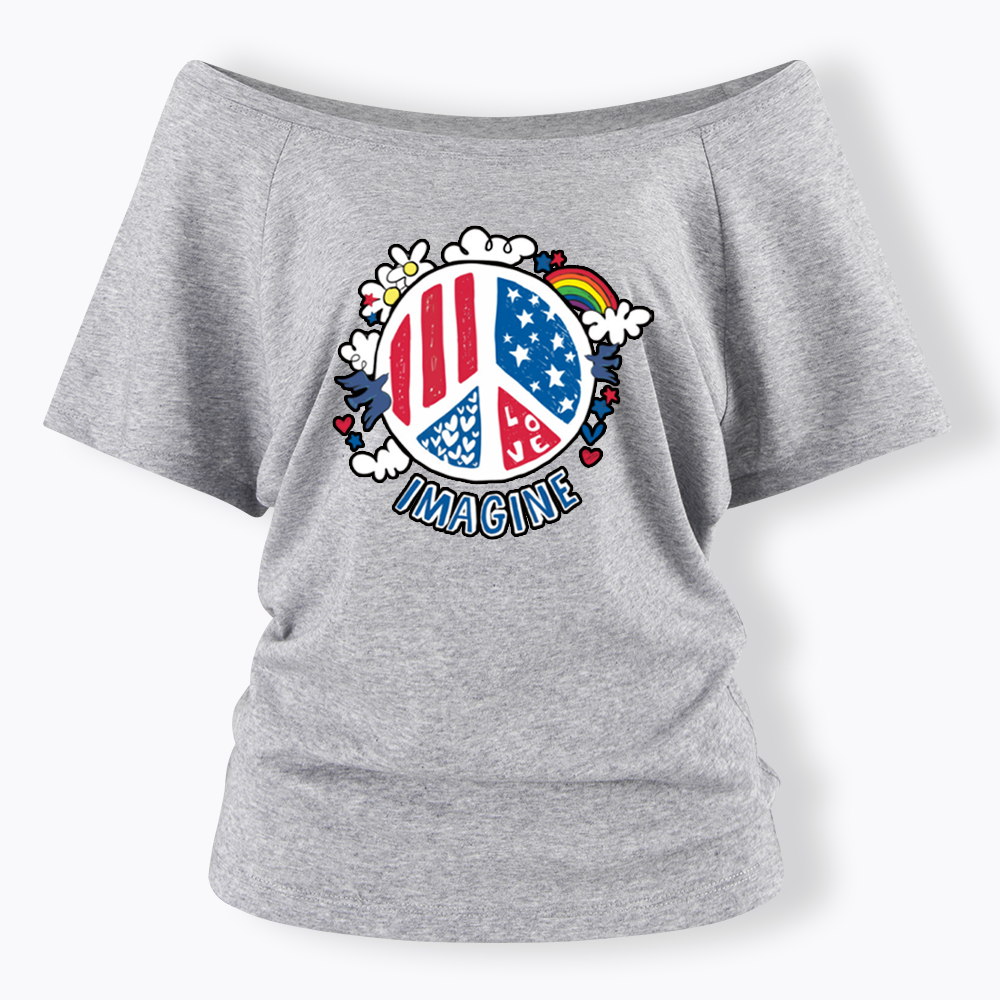 Imagine Love Imagine Peace Off Shoulder T-shirts