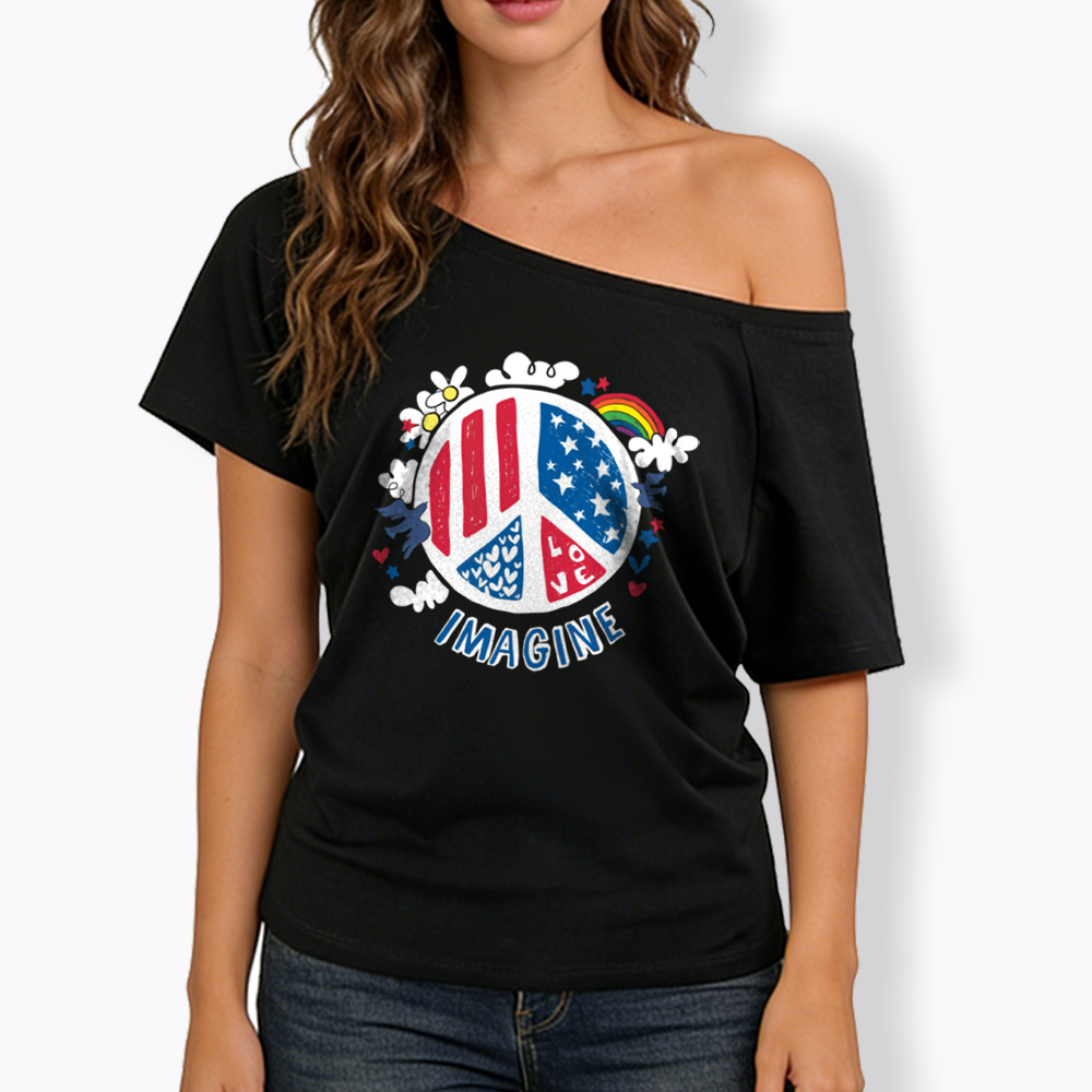 Imagine Love Imagine Peace Off Shoulder T-shirts