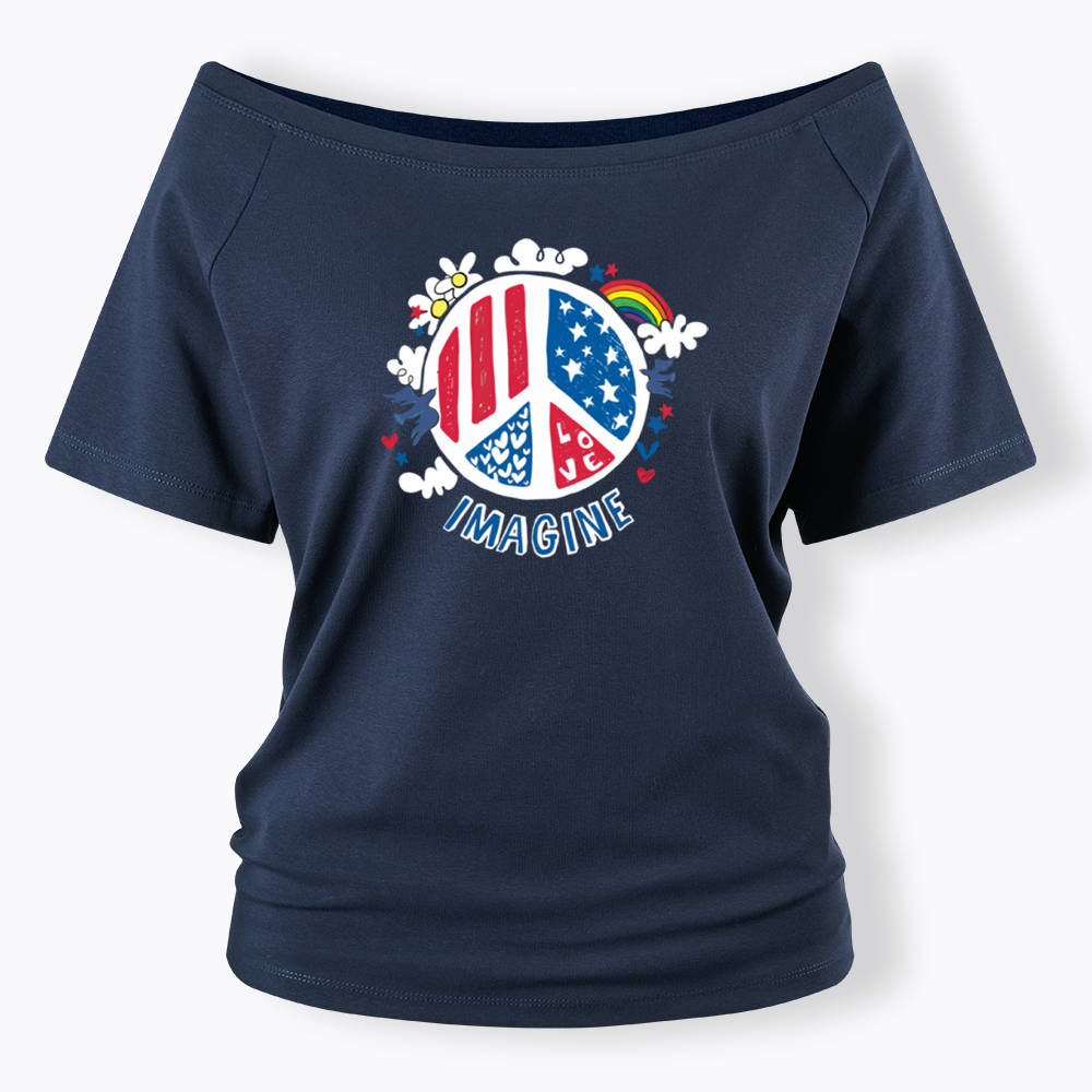 Imagine Love Imagine Peace Off Shoulder T-shirts