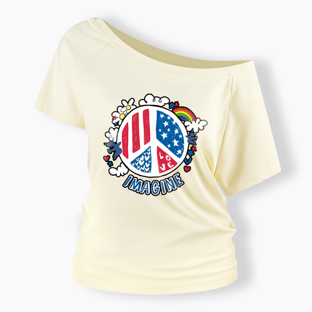 Imagine Love Imagine Peace Off Shoulder T-shirts