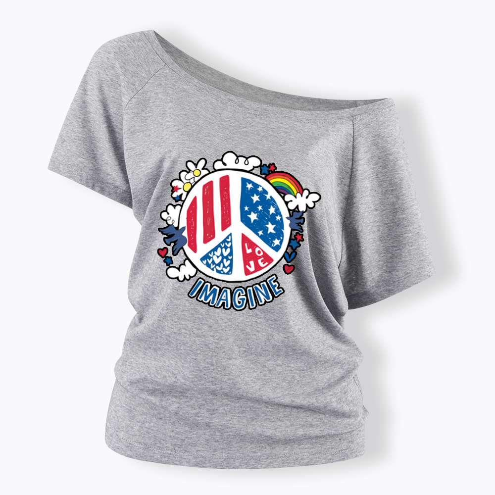 Imagine Love Imagine Peace Off Shoulder T-shirts