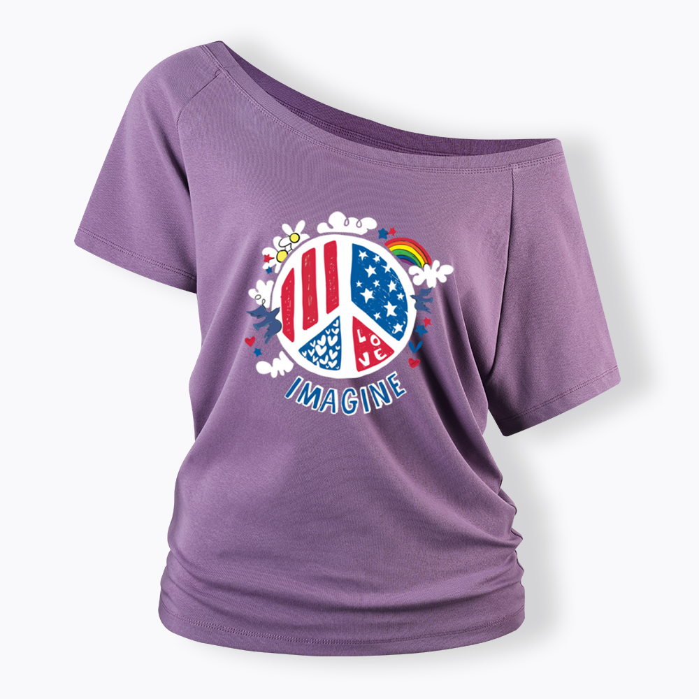 Imagine Love Imagine Peace Off Shoulder T-shirts
