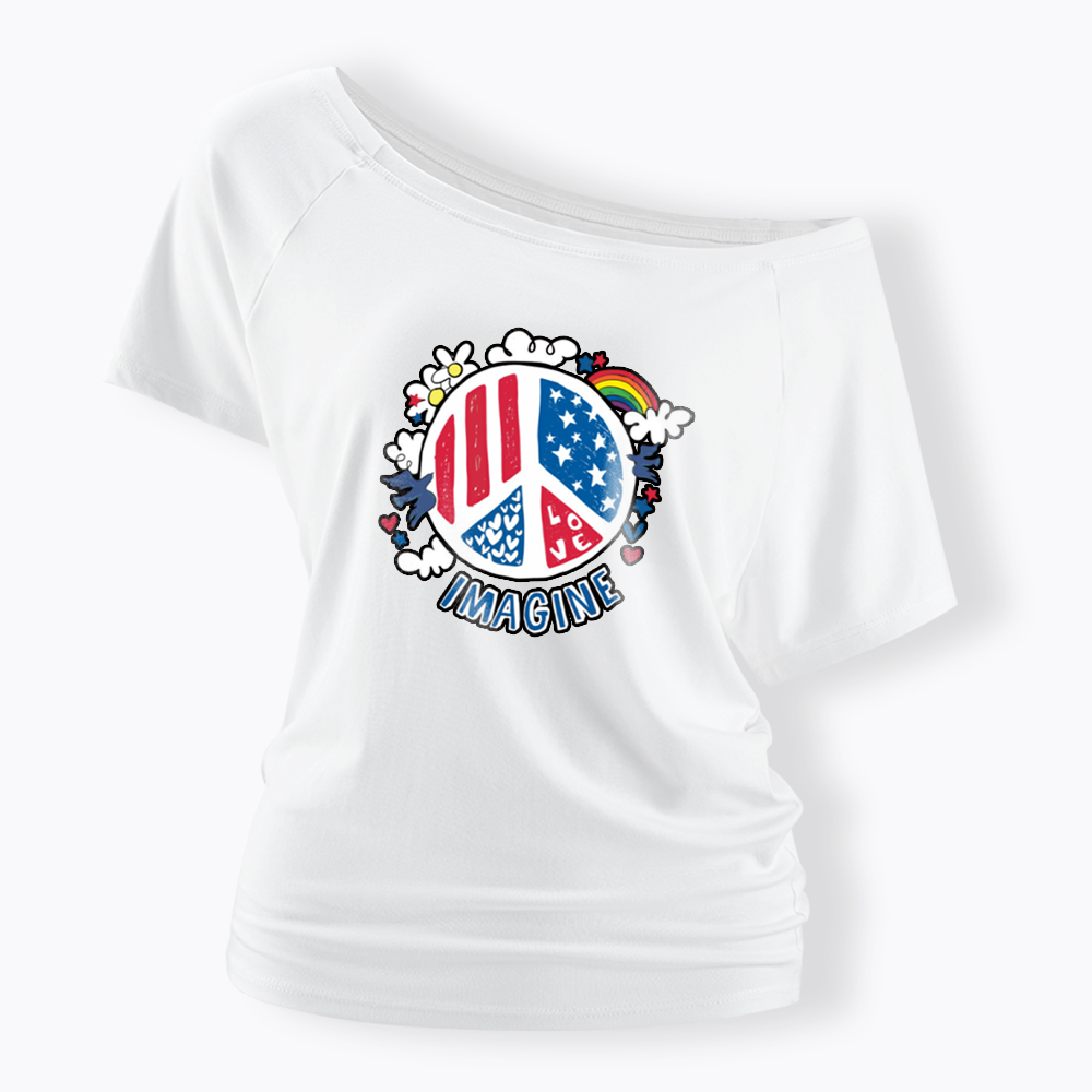 Imagine Love Imagine Peace Off Shoulder T-shirts