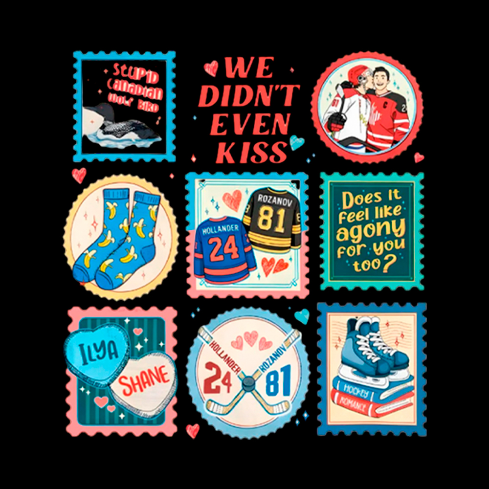We Didn’t Even Kiss Hockey Romance Stamps Off Shoulder T-Shirt