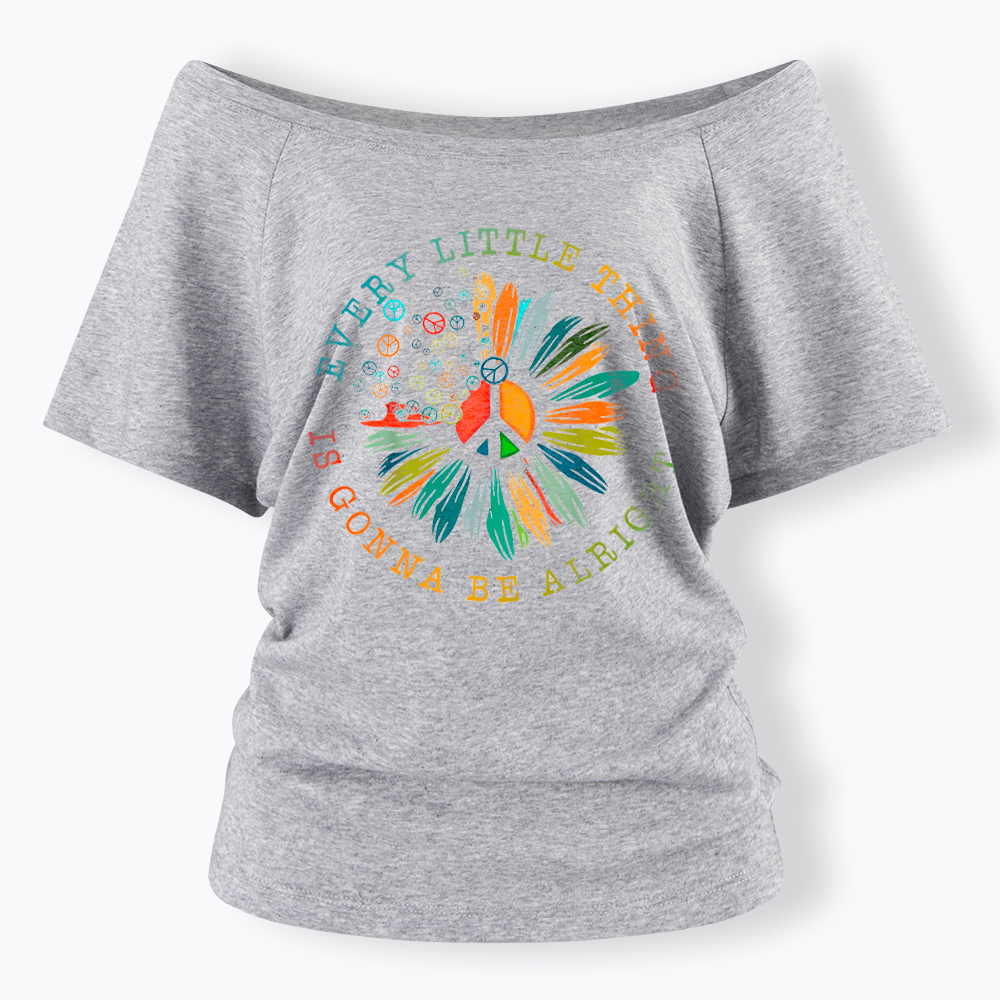 Peace Sign Hippie Daisy Off Shoulder T-Shirt