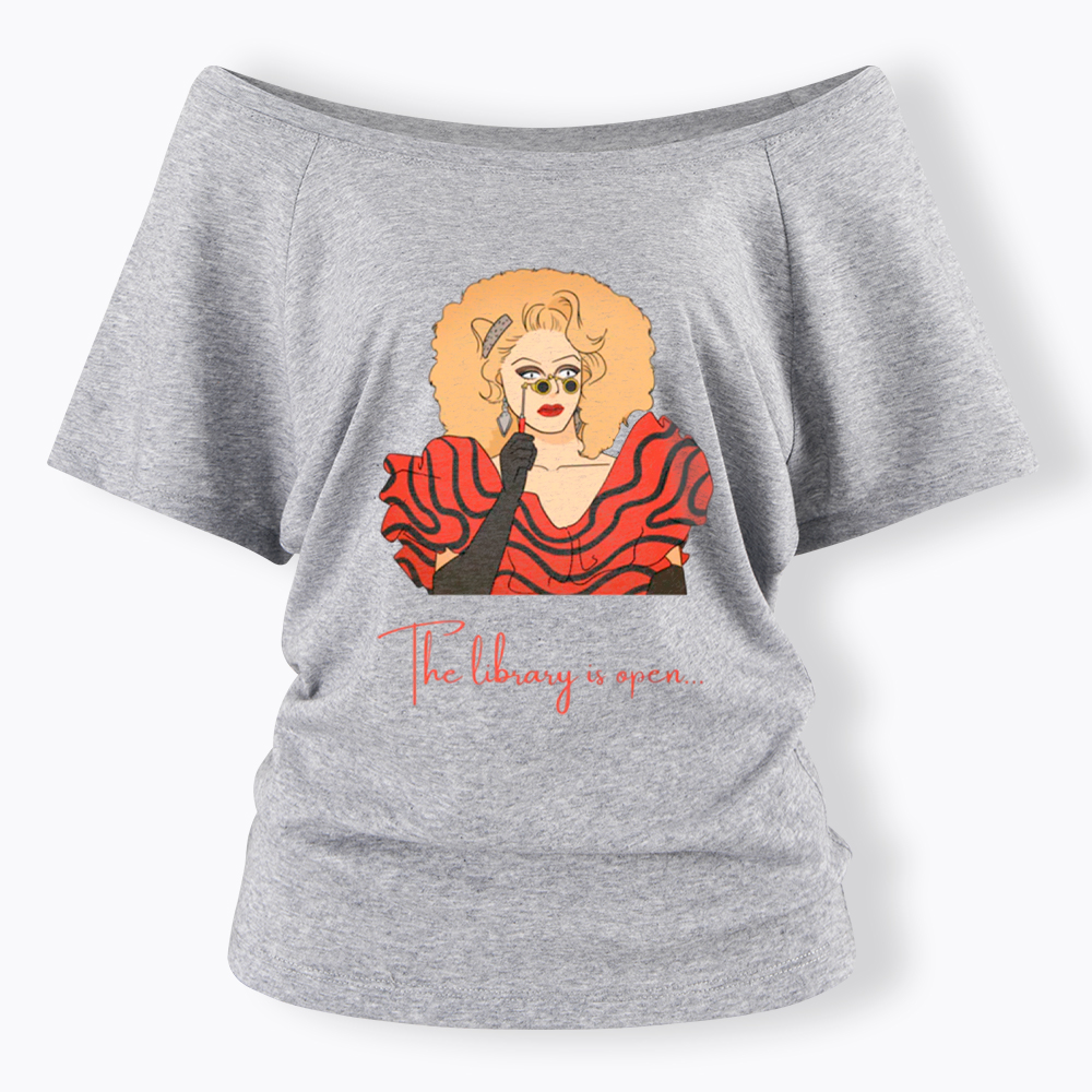 The Library Is Open Off Shoulder T-Shirt