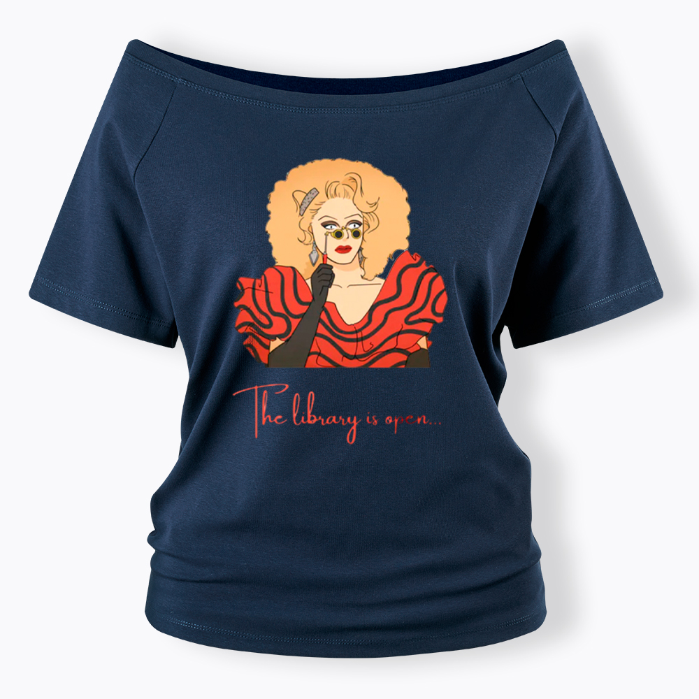 The Library Is Open Off Shoulder T-Shirt
