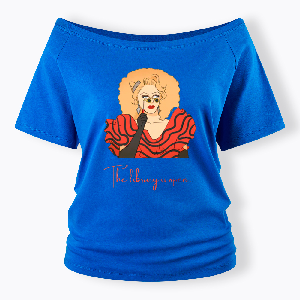 The Library Is Open Off Shoulder T-Shirt