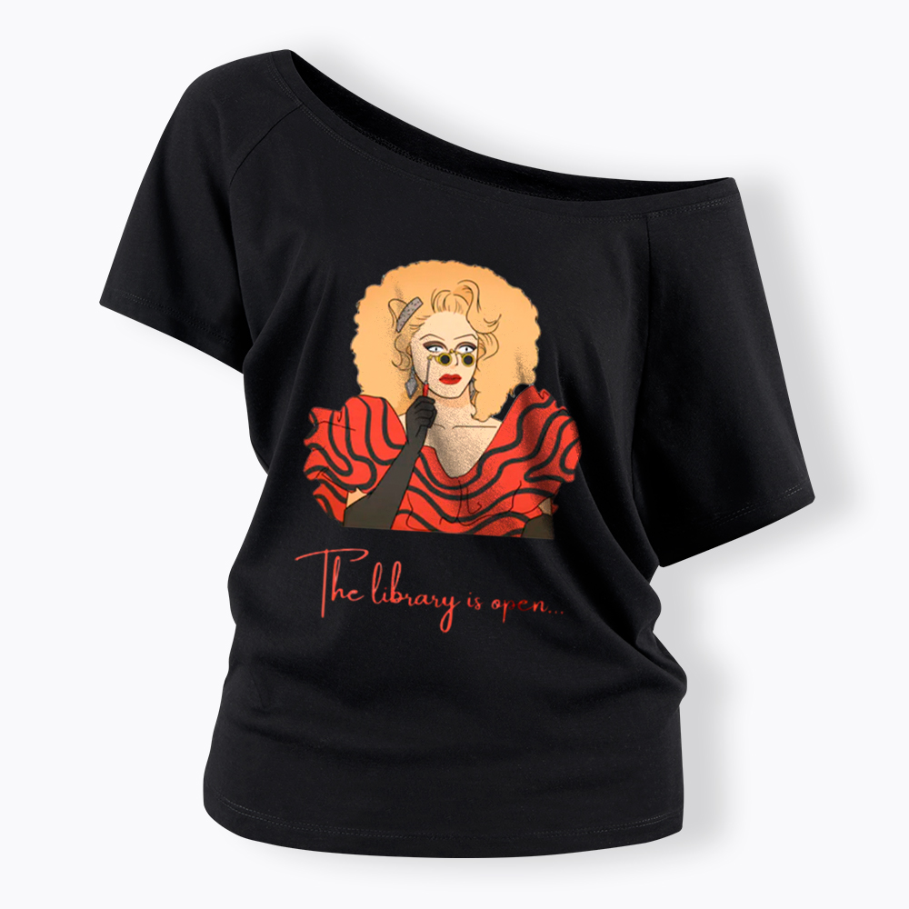 The Library Is Open Off Shoulder T-Shirt