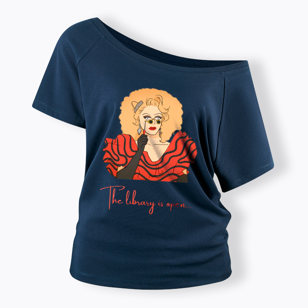 The Library Is Open Off Shoulder T-Shirt