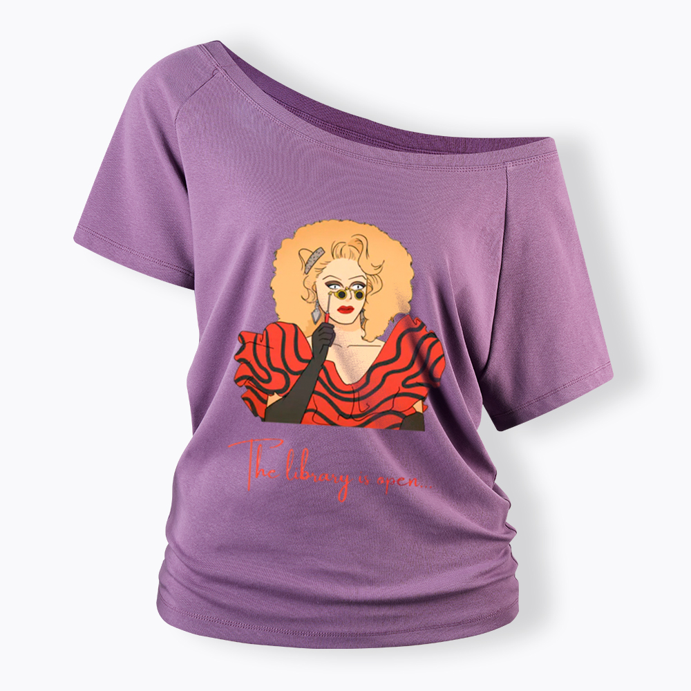The Library Is Open Off Shoulder T-Shirt