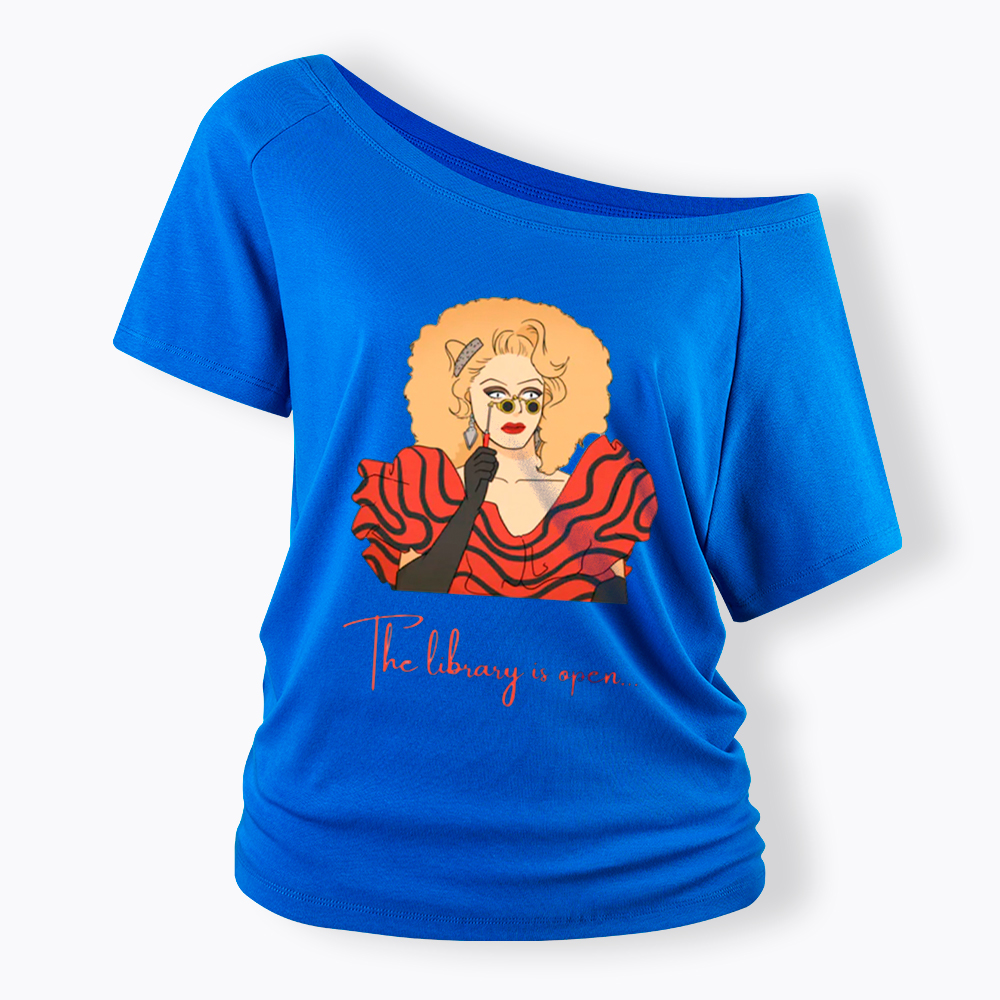 The Library Is Open Off Shoulder T-Shirt