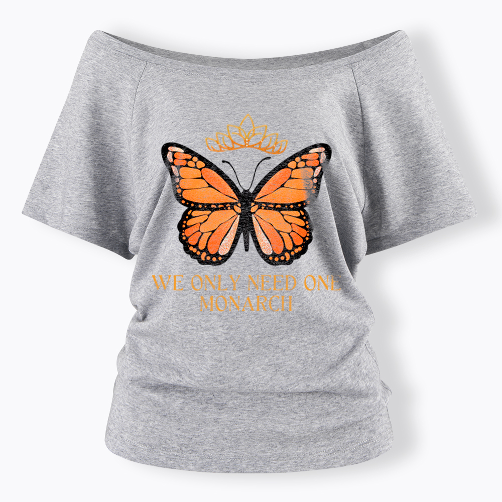 Monarch Butterfly No Kings Off Shoulder T-Shirt