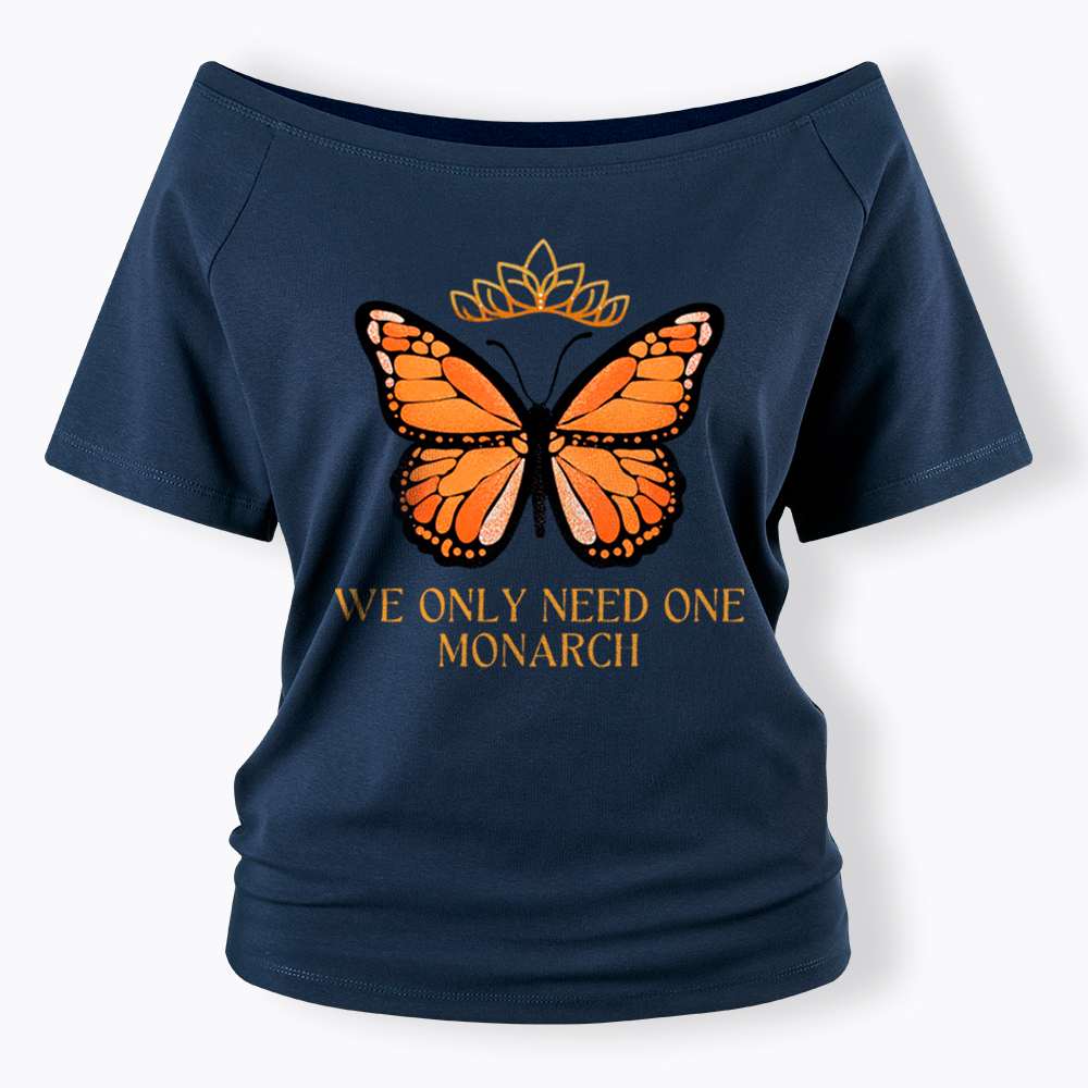 Monarch Butterfly No Kings Off Shoulder T-Shirt