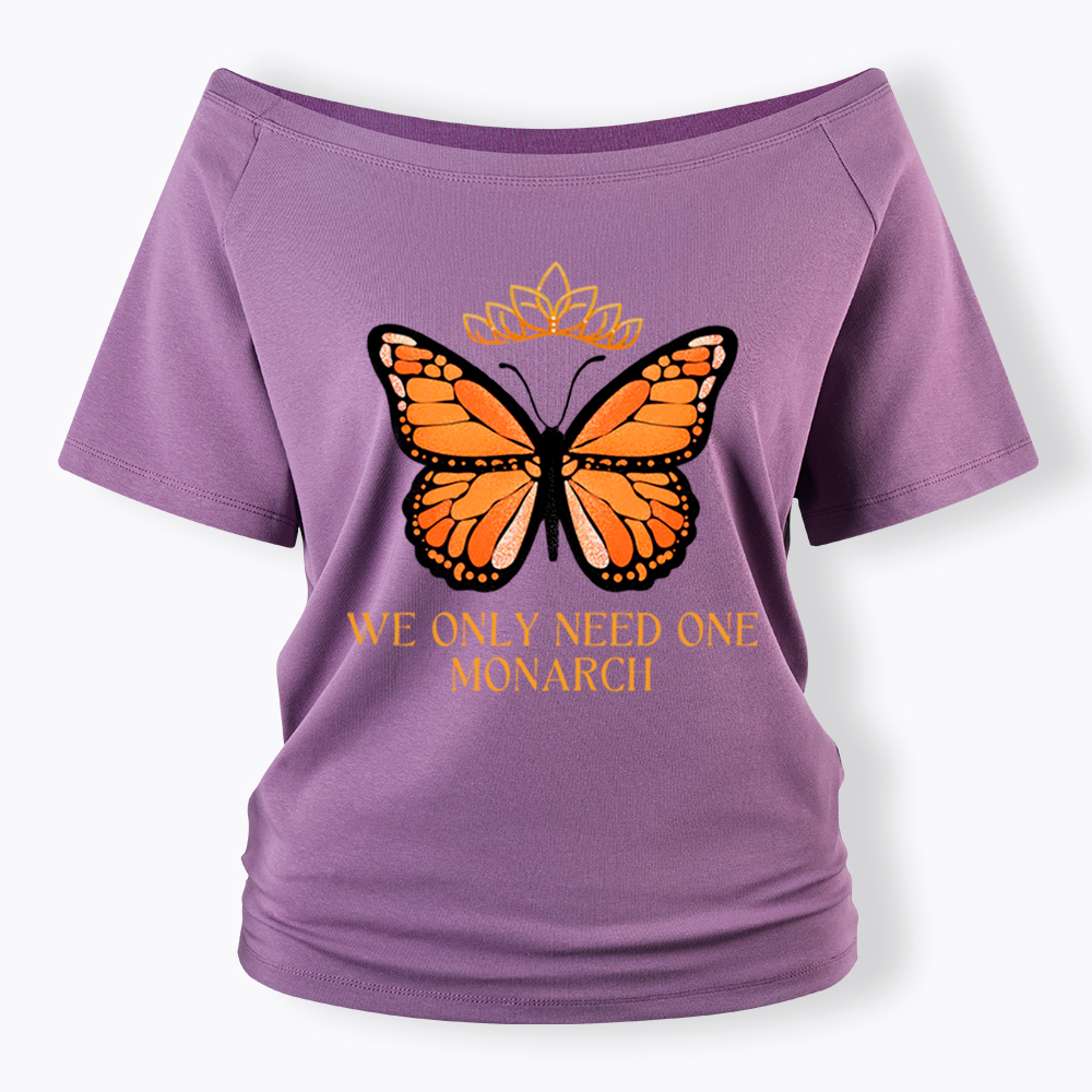 Monarch Butterfly No Kings Off Shoulder T-Shirt