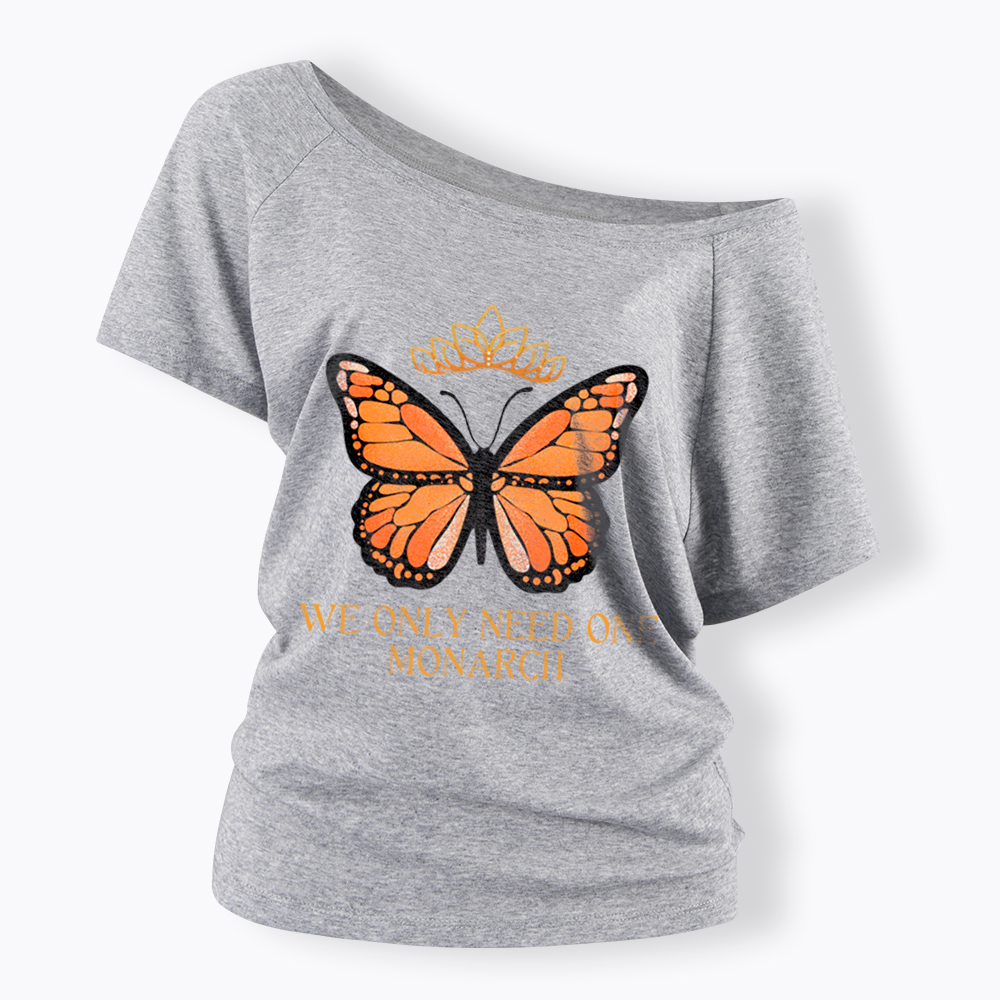 Monarch Butterfly No Kings Off Shoulder T-Shirt