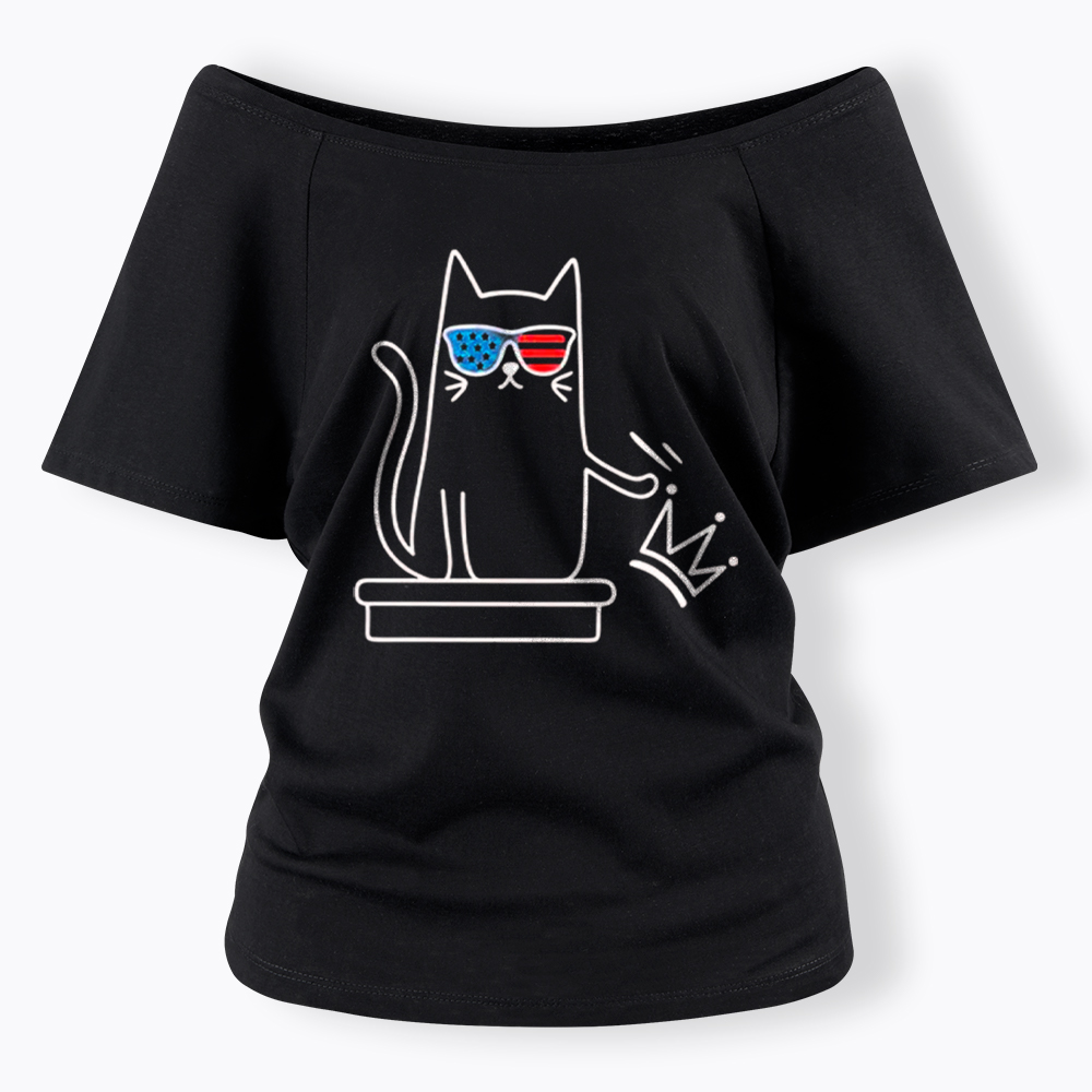 Cat No Kings Off Shoulder T-Shirt