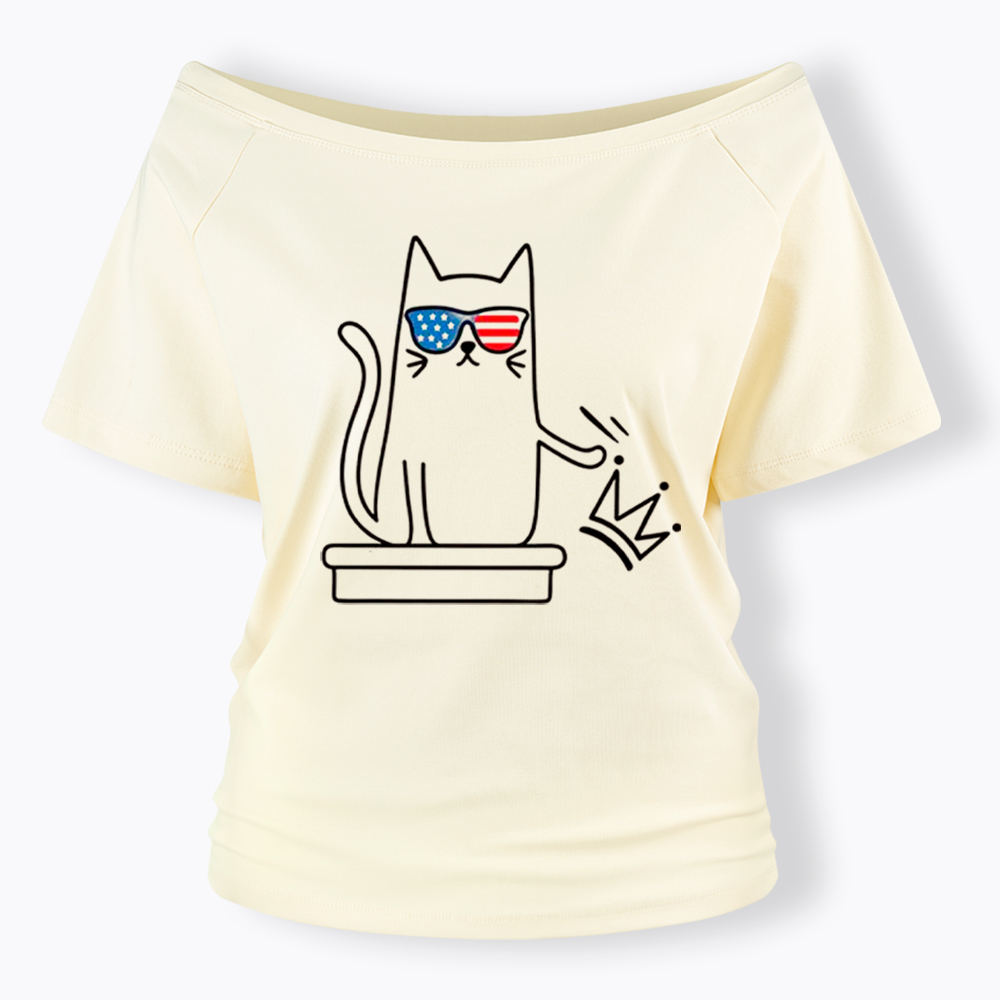 Cat No Kings Off Shoulder T-Shirt