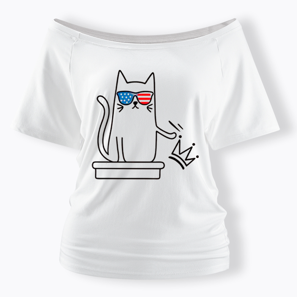 Cat No Kings Off Shoulder T-Shirt