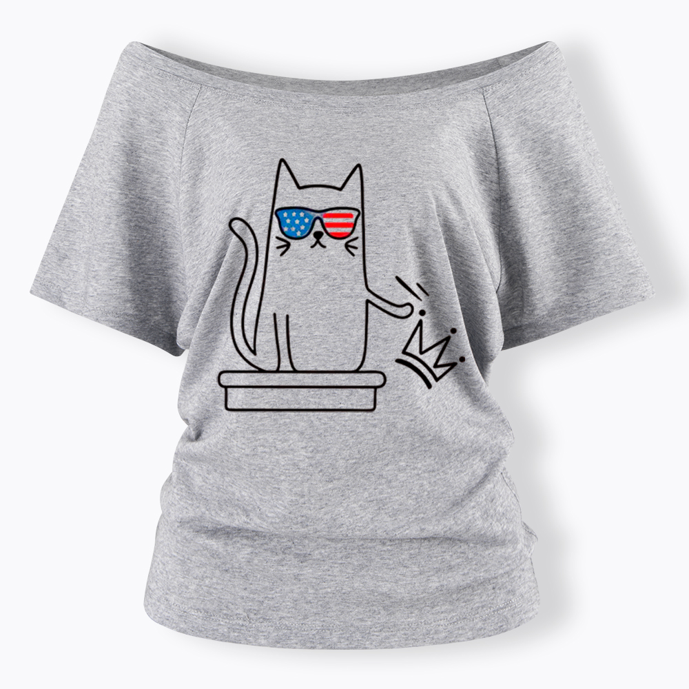 Cat No Kings Off Shoulder T-Shirt