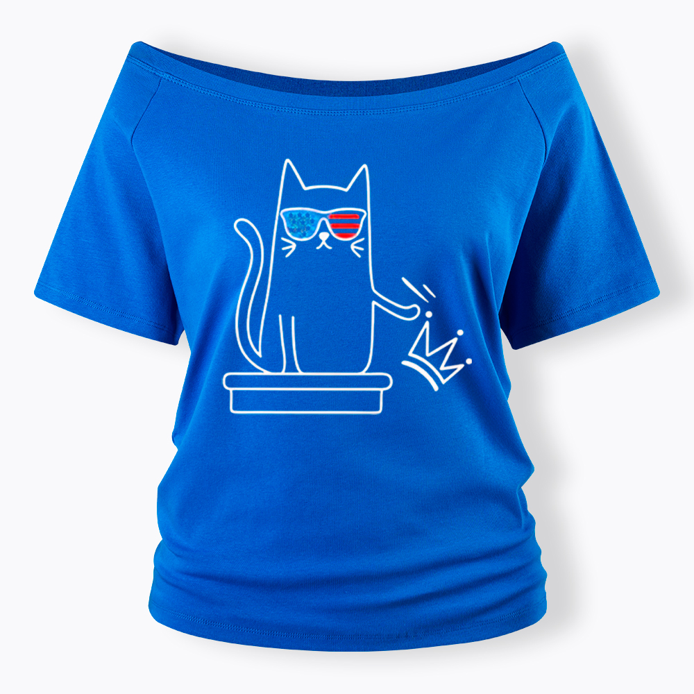 Cat No Kings Off Shoulder T-Shirt