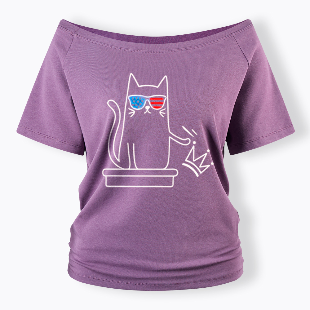 Cat No Kings Off Shoulder T-Shirt