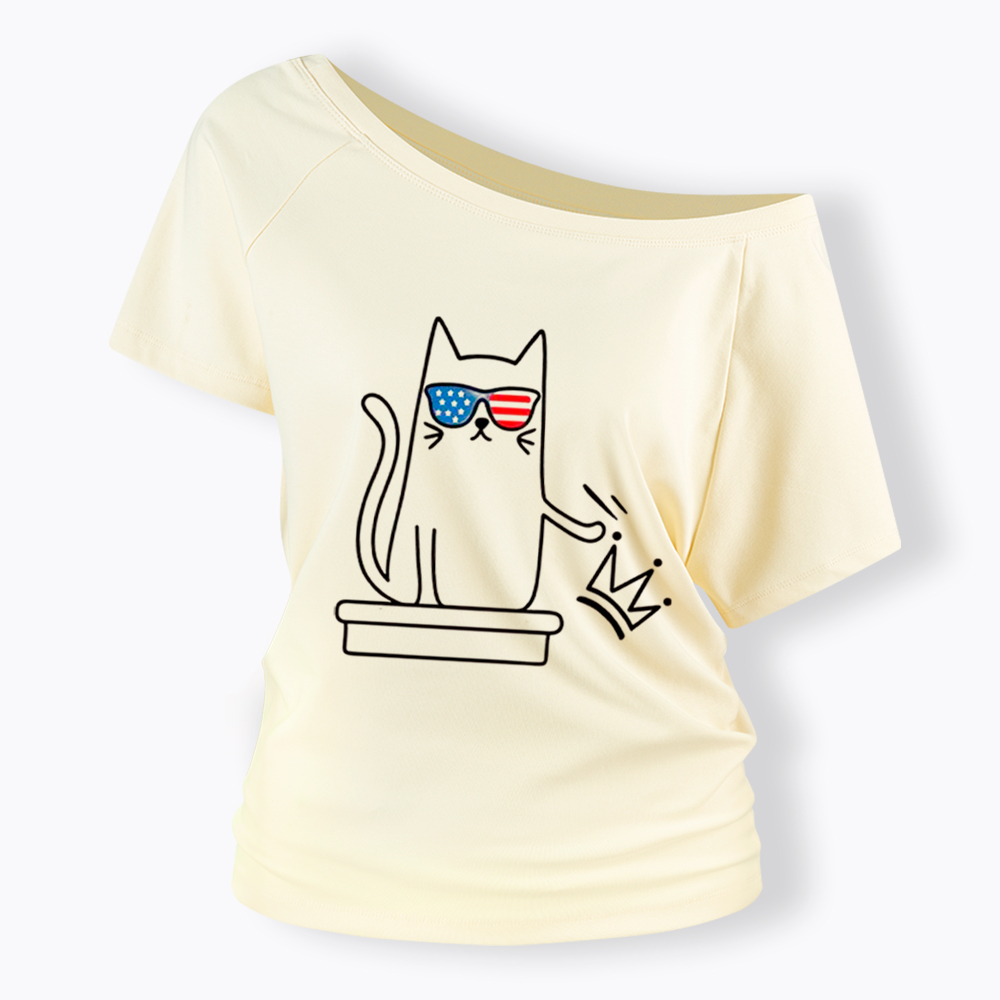 Cat No Kings Off Shoulder T-Shirt