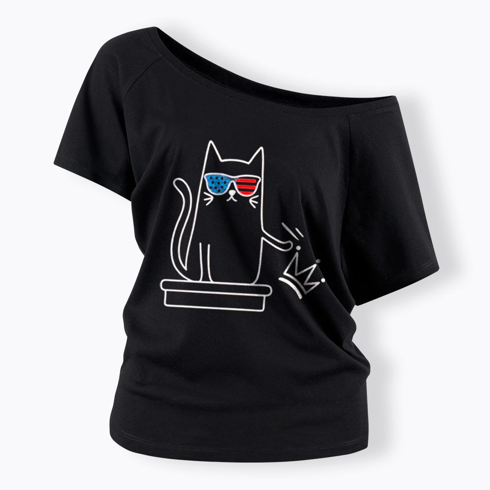 Cat No Kings Off Shoulder T-Shirt