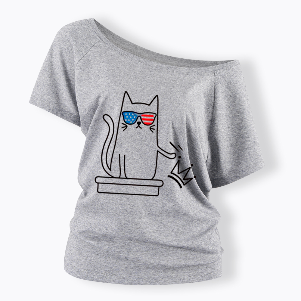Cat No Kings Off Shoulder T-Shirt