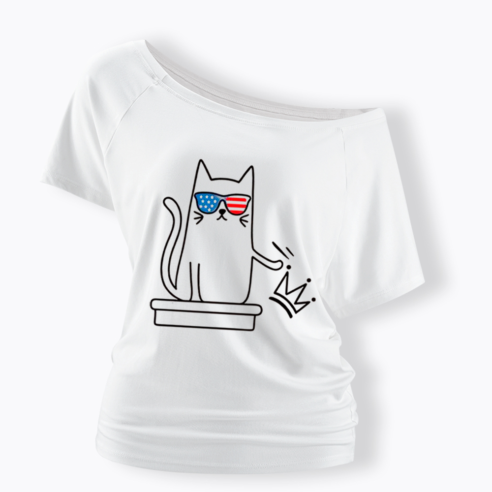 Cat No Kings Off Shoulder T-Shirt